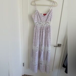 Guess White and Pink Floral Midi Dress